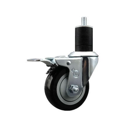 Service Caster 3.5'' SS Black Poly Swivel 1-3/4'' Expanding Stem Caster Total Lock Brake SCC-SSEXTTL20S3514-PPUB-BLK-134